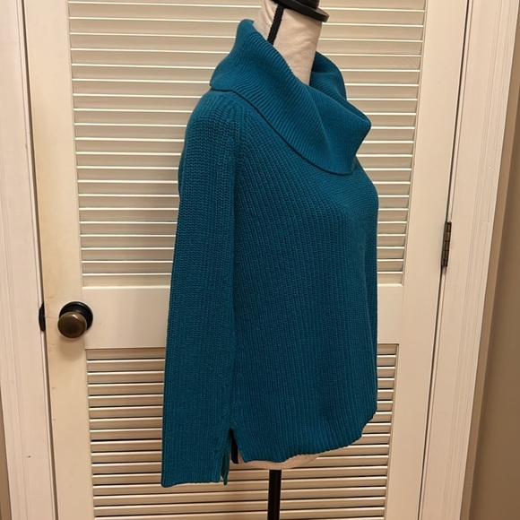 Chico’s Cowl Neck Sweater in Blue, Size Chico One,  Size Small, EUC - Picture 7 of 17
